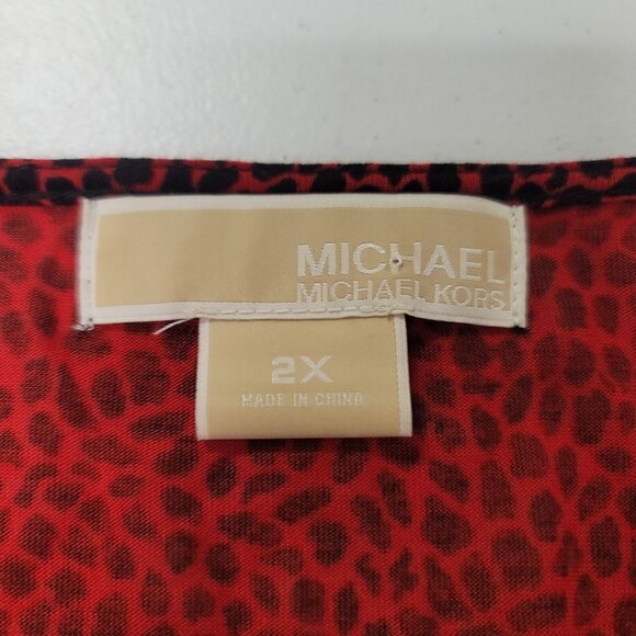 Michael Kors Women‎ Speckled Cowl Neck Top Size 2X Red Lyocell Career Office - Picture 3 of 9